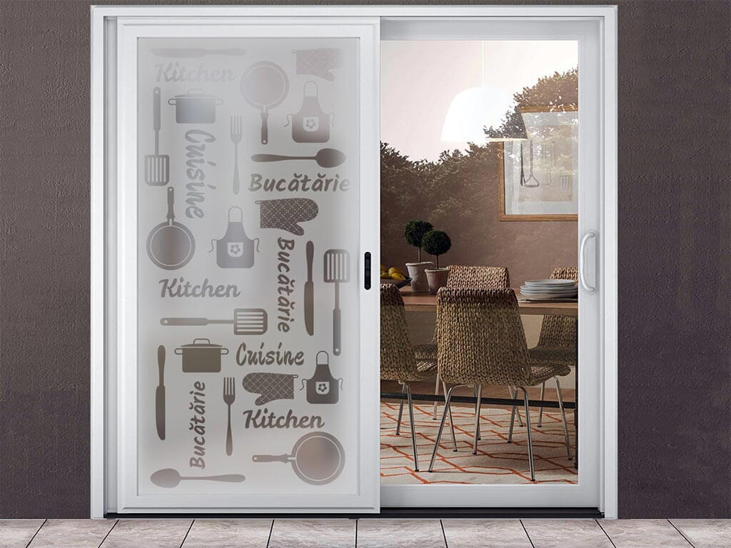 Folie sablare Kitchen, Folina, pentru uşă din sticlă la bucătărie, rolă de 100x210 cm