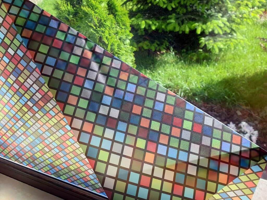 Folie geam autoadezivă Nion, Folina, model mozaic multicolor, 100 cm lăţime