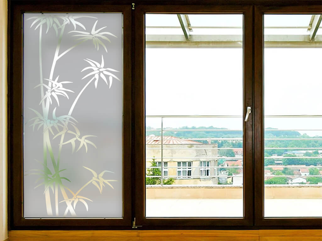 Folie geam autoadezivă Oasis, Folina, sablare cu model crengi bambus, rolă de 100x210 cm