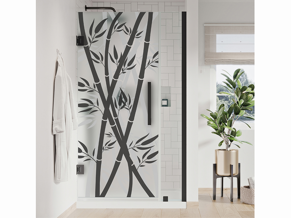Folie geam cabină duş, Folina, sablare cu model frunze bambus, rolă de 100x210 cm