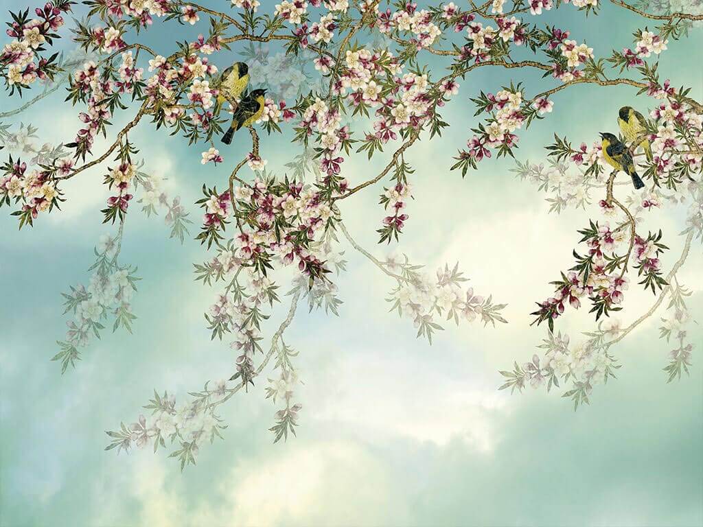 Fototapet crengi înflorite Sakura, Komar, multicolor, dimensiune fototapet 368x254 cm