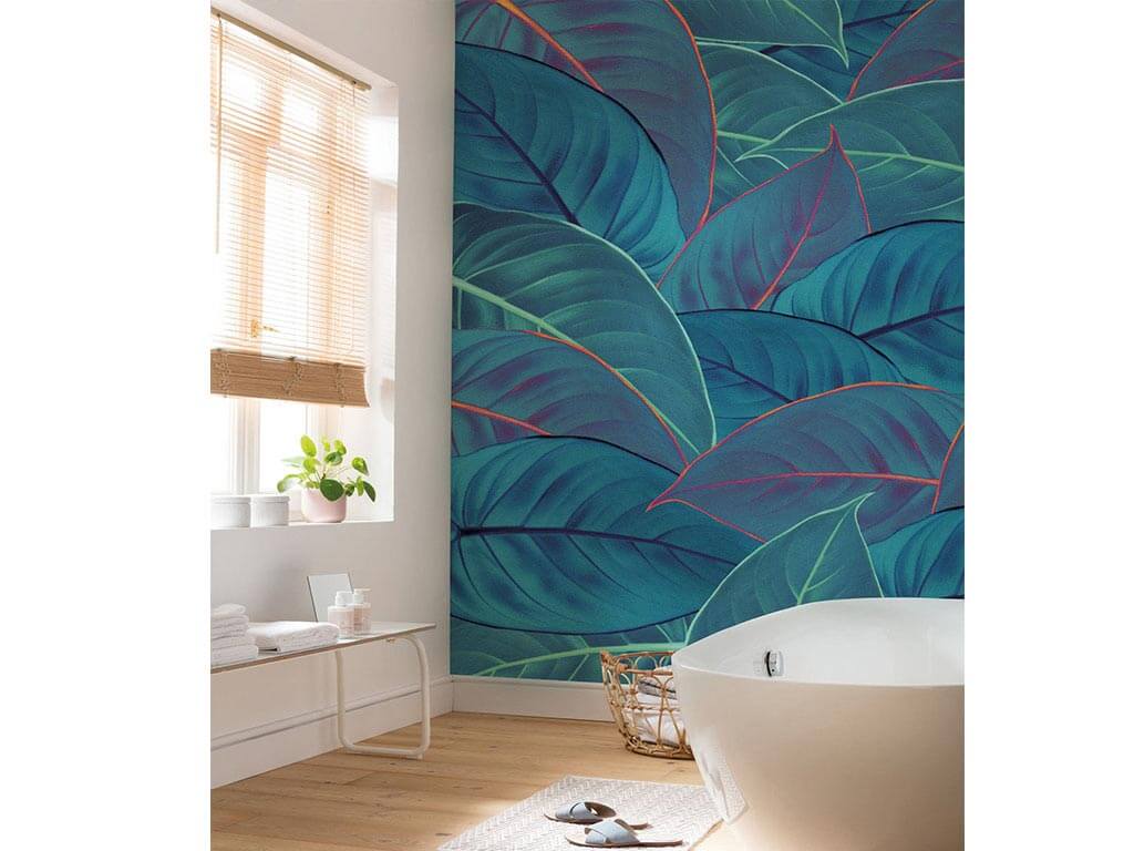 Fototapet Foliage, Komar, model abstract, frunze albastre, 200x250 cm