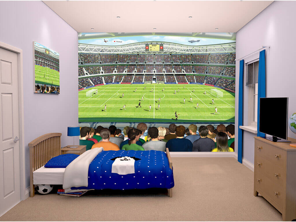 Fototapet teren fotbal, Walltastic, decoraţiune cameră băiat, dimensiune de 304x244 cm