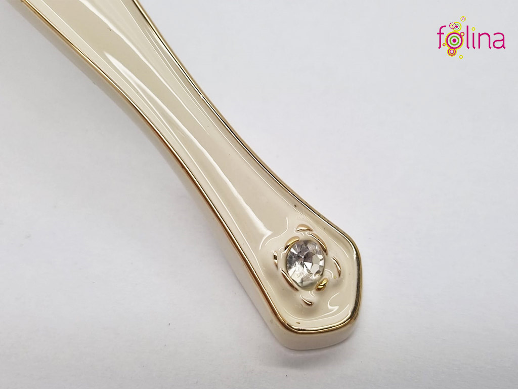 Mâner mobilă metalic, alb unt cu detalii aurii, 128 mm distanţa dintre punctele de prindere