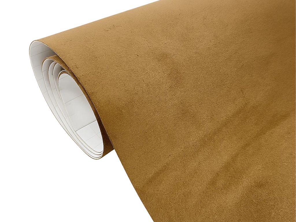Material autoadeziv imitație piele întoarsă maro (Suedette), lățime 152 cm, se vinde la metru liniar