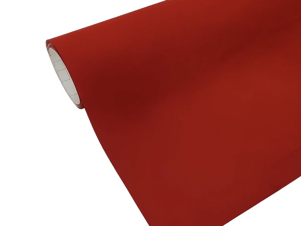 Material autoadeziv imitație piele întoarsă roșu teracotă (Suedette), lățime 152 cm, se vinde la metru liniar