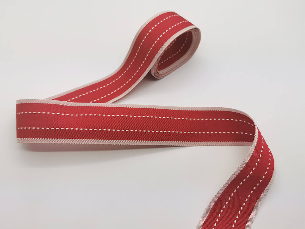 Panglică decorativă roşie, Folina, material textil, 4 cmx10 metri
