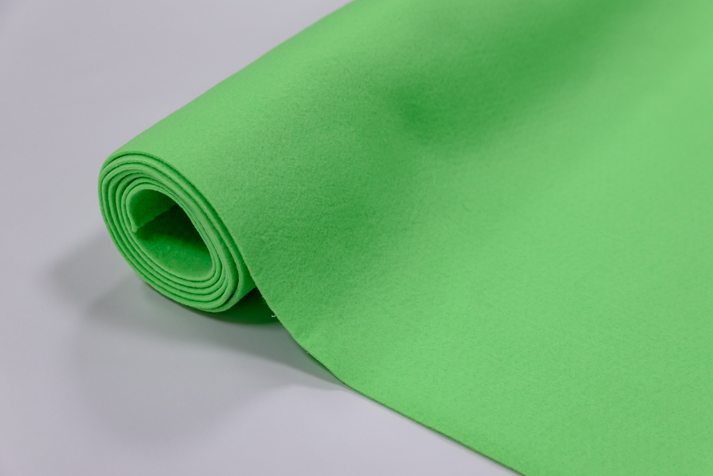 Fetru la metru, pâslă verde, cu grosime de 3 mm, lățime 90cm - produs 100% din materiale reciclate