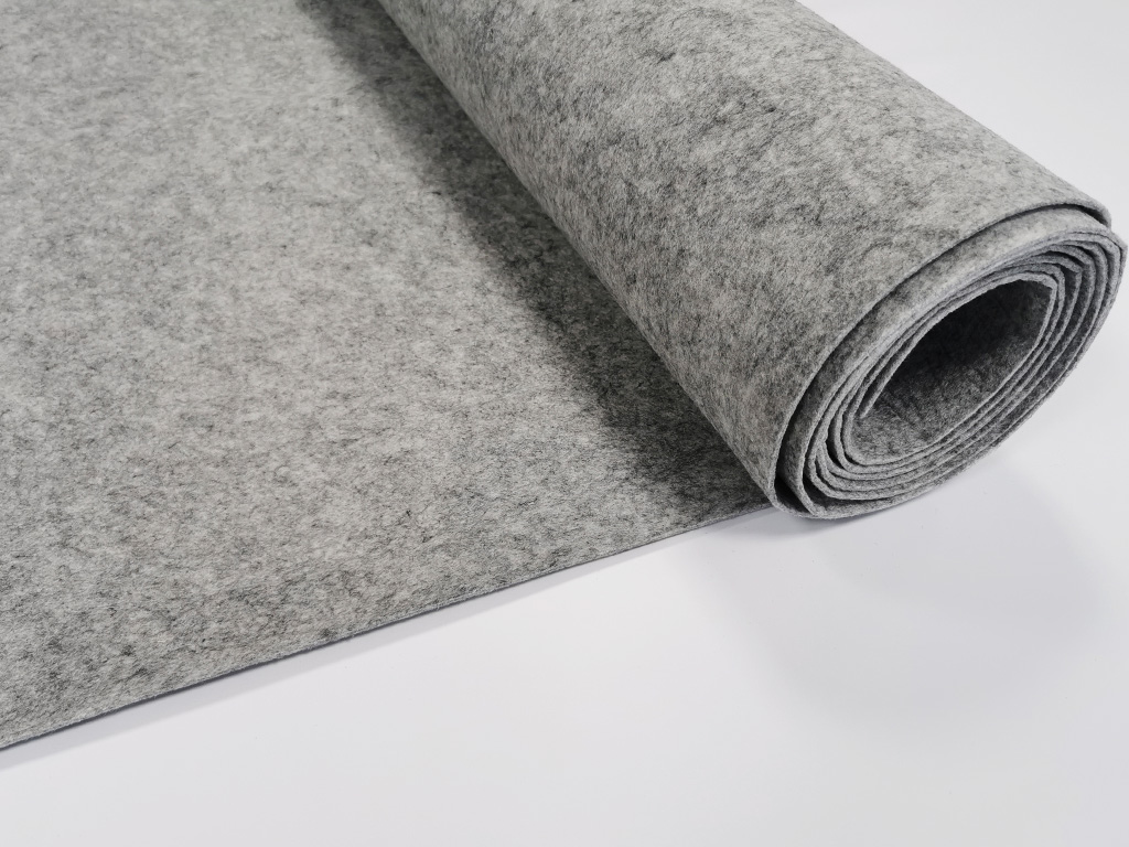 Fetru la metru, pâslă gri deschis cu grosime de 3 mm, cu lățimea de 90cm - produs 100% din materiale reciclate