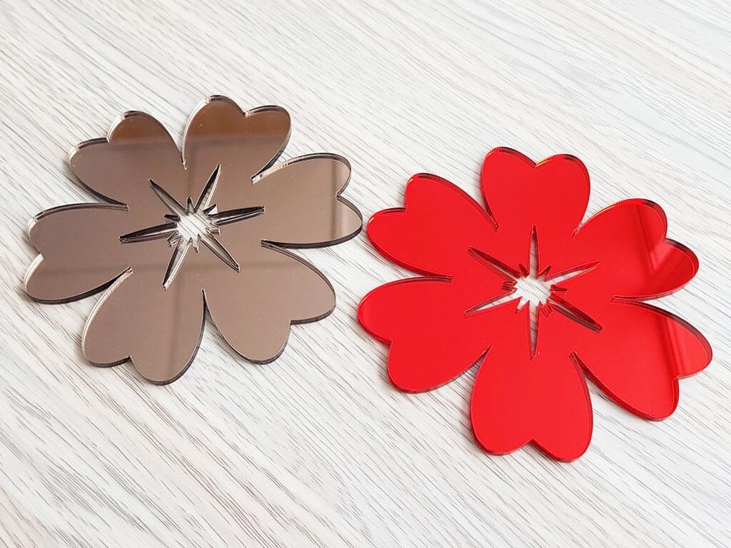 Set 2 stickere oglindă Floare, Folina, roșu și bronz, dimensiune sticker 10 cm
