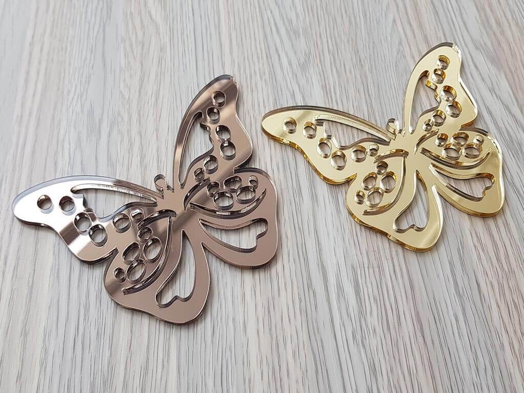 Set 2 stickere oglindă Fluture, Folina, auriu și bronz, dimensiune sticker 12x9 cm
