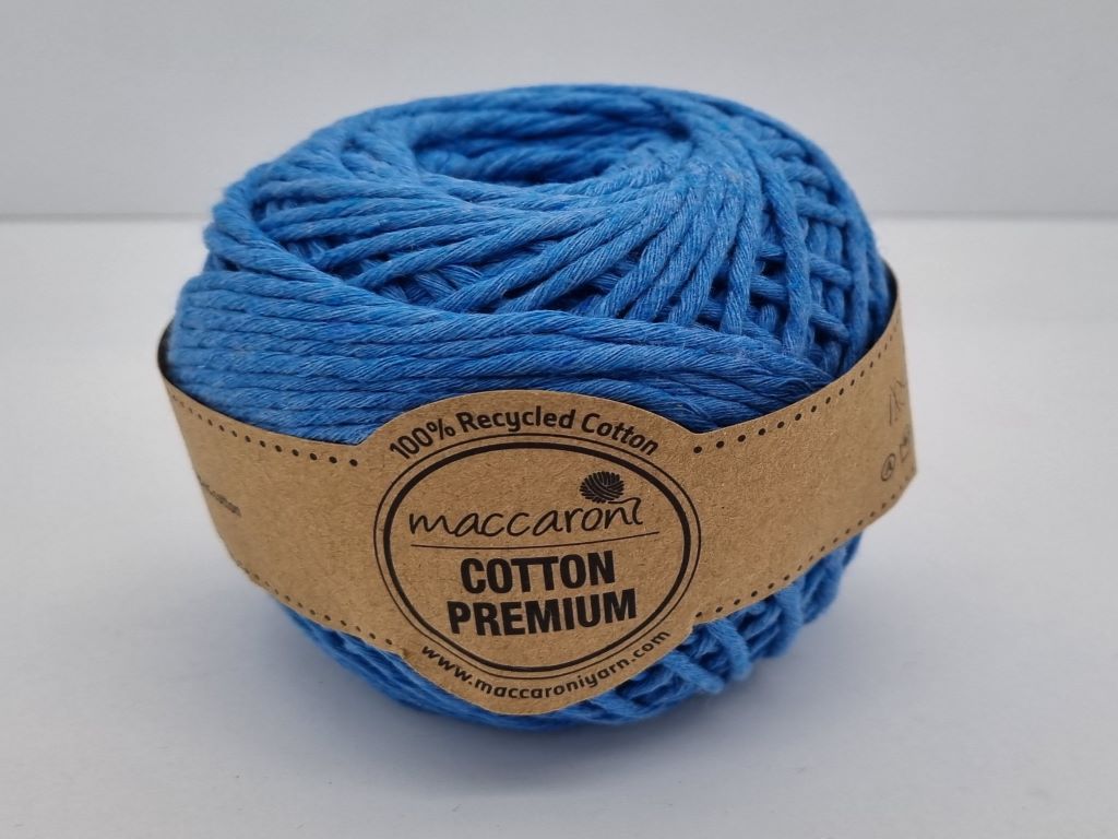 Sfoara bumbac albastra, Maccaroni Cotton Premium, fir de 2 mm grosime, 100g