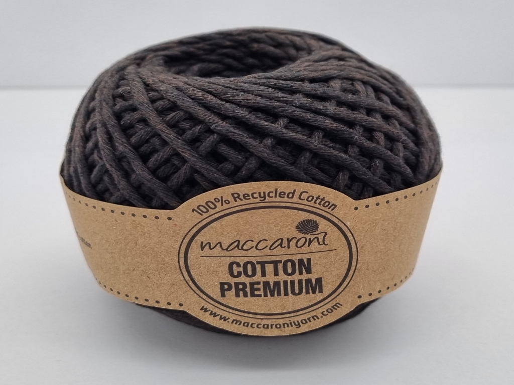 Sfoara bumbac maro inchis, Maccaroni Cotton Premium, fir de 2 mm grosime, 100g