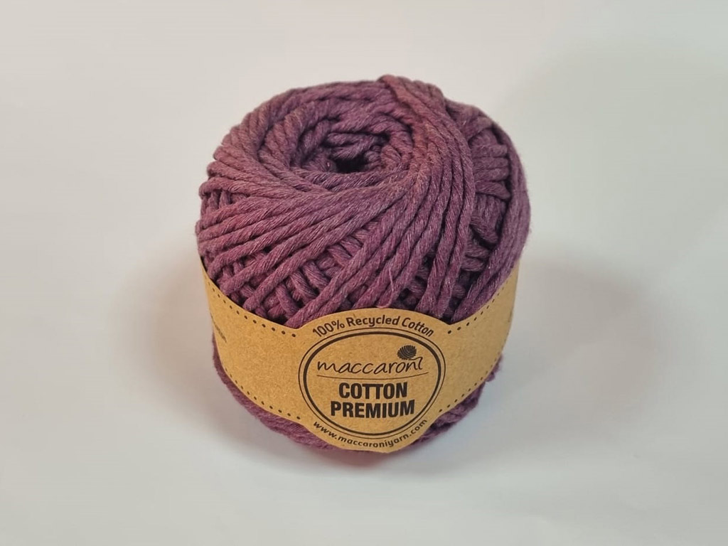 Sfoară bumbac mov, Maccaroni Cotton Premium, fir de 2mm grosime, 100gr