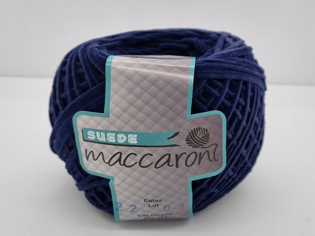 Snur catifelat albastru cobalt, Maccaroni Suede, pentru tricotat si crosetat