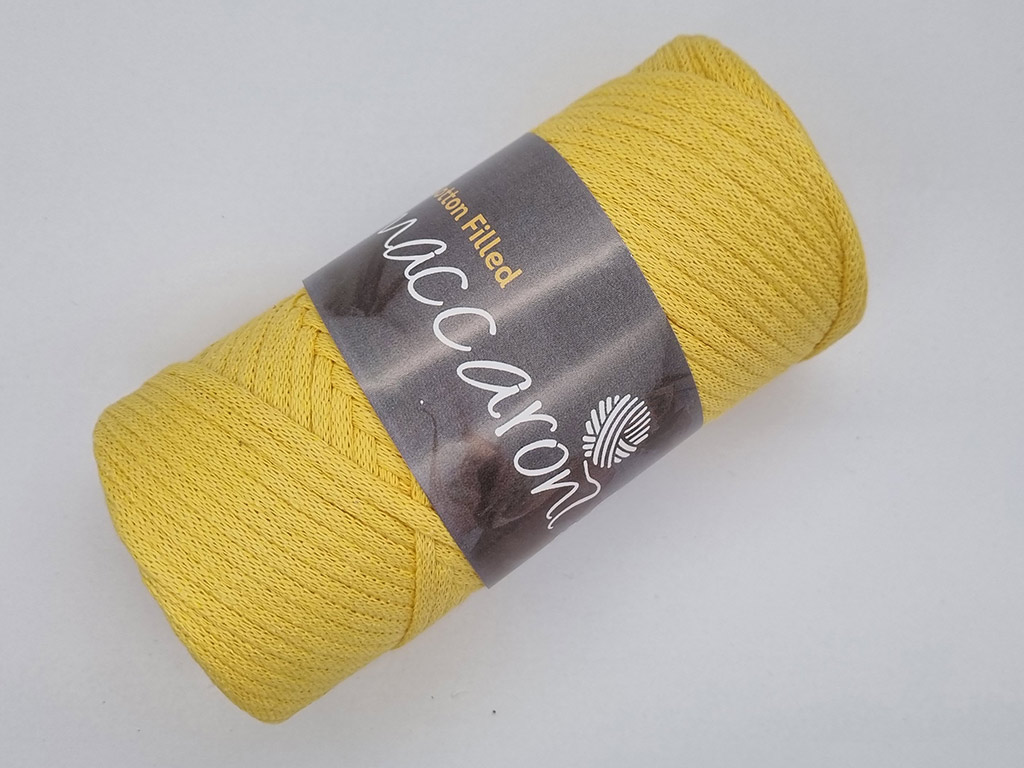 Snur din bumbac, Maccaroni Cotton Cord galben, 3 mm grosime