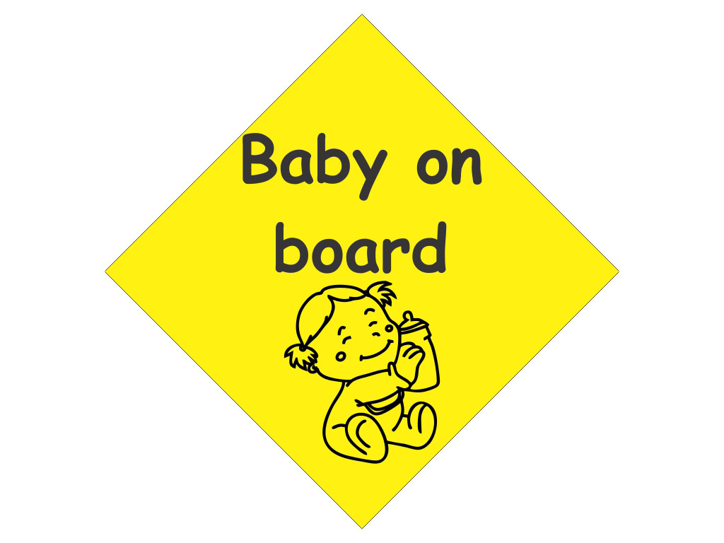 Sticker auto Baby on board Fetiţă - set de 2 bucăți, racletă de aplicare inclusă