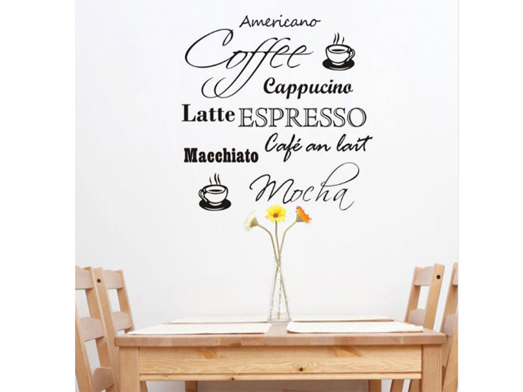 Sticker bucătărie, Folina, model cafea, text - 56x56 cm