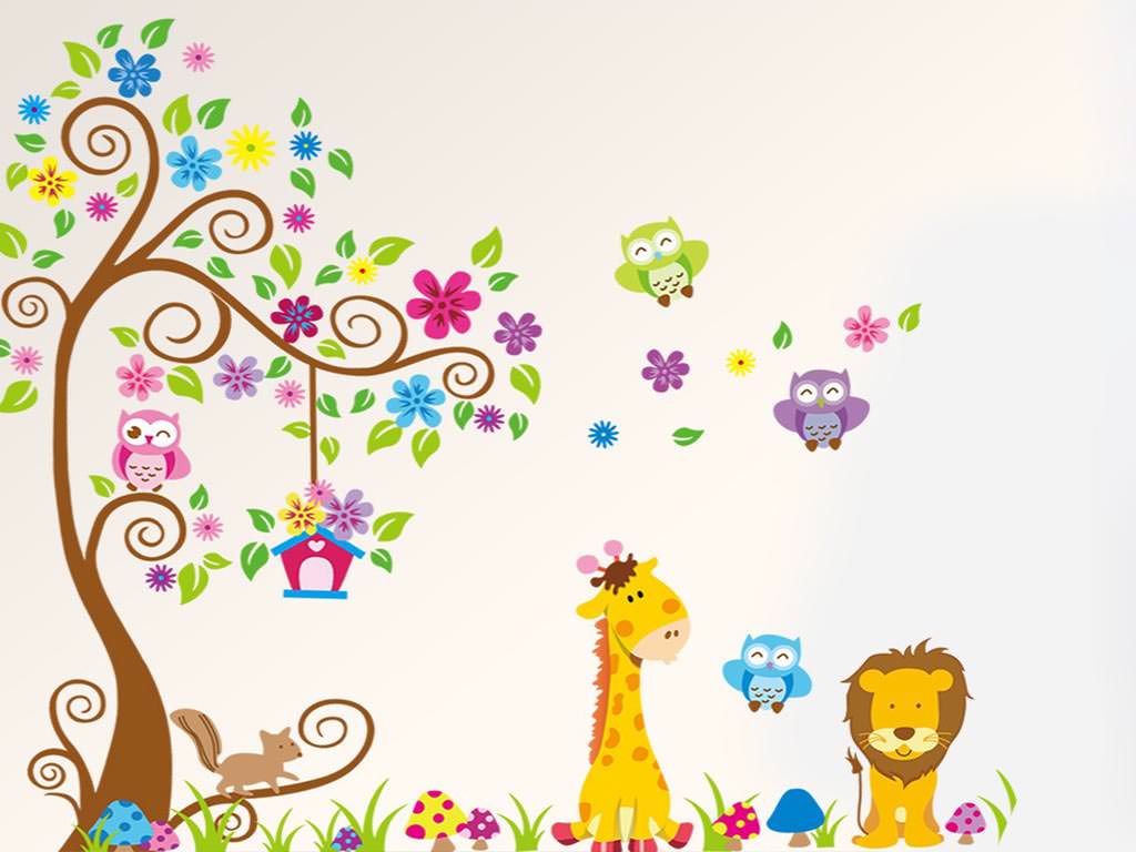 Sticker cameră copii Copacul prieteniei, Folina, multicolor