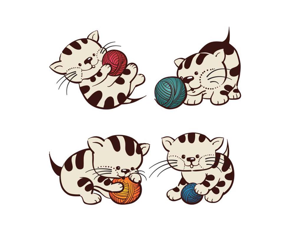 Sticker Pisici jucăuşe, Folina, pentru copii, multicolor, set 4 bucăți