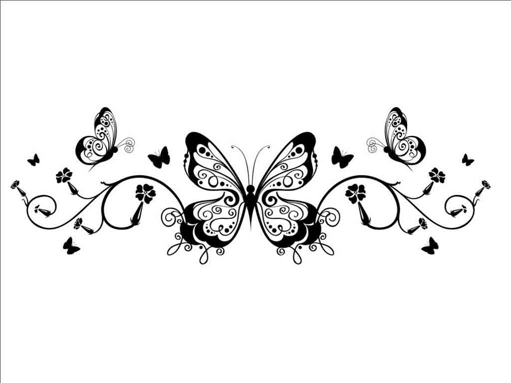 Sticker decorativ Fluture, Folina, autoadeziv, negru, racletă de aplicare inclusă.