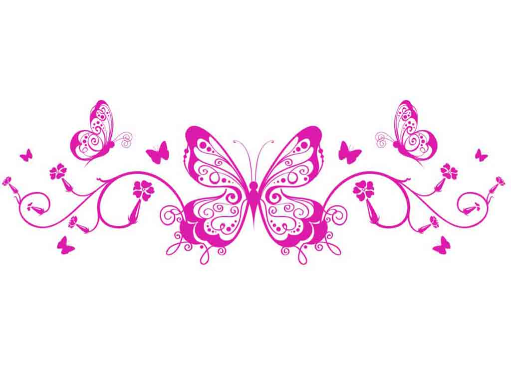 Sticker decorativ Fluture, Folina, autoadeziv, roz, racletă de aplicare inclusă.