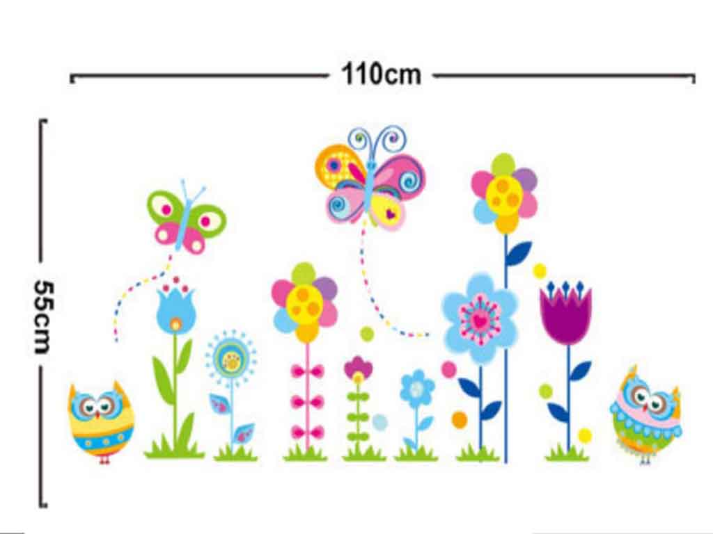 Sticker decorativ Flori colorate, Folina, pentru copii, multicolor
