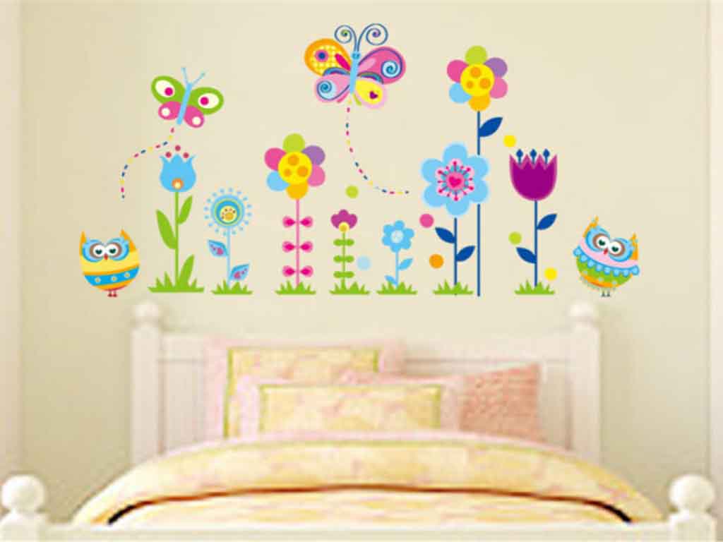 Sticker decorativ Flori colorate, Folina, pentru copii, multicolor