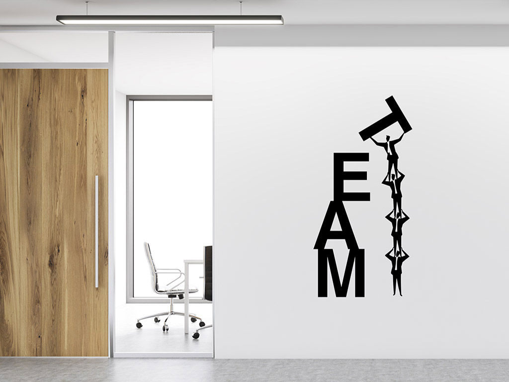 Sticker decorativ Team, Folina, decorațiune cu text, dimensiune sticker 80x40 cm