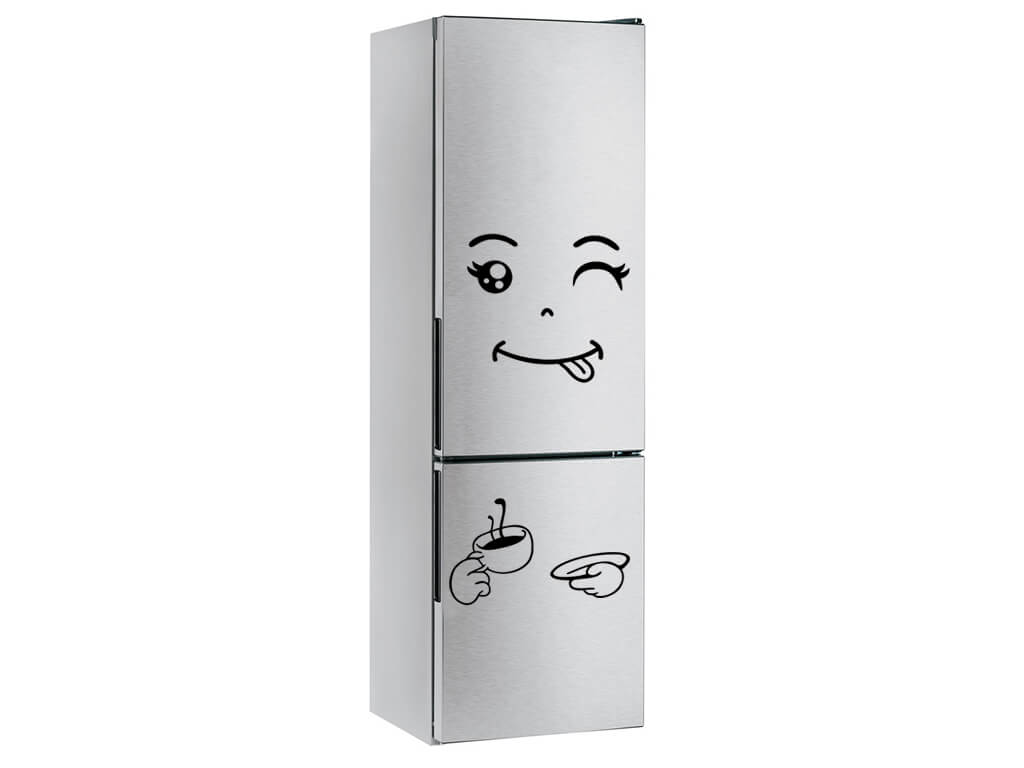 Sticker frigider Cafea, Folina, model grafic, negru