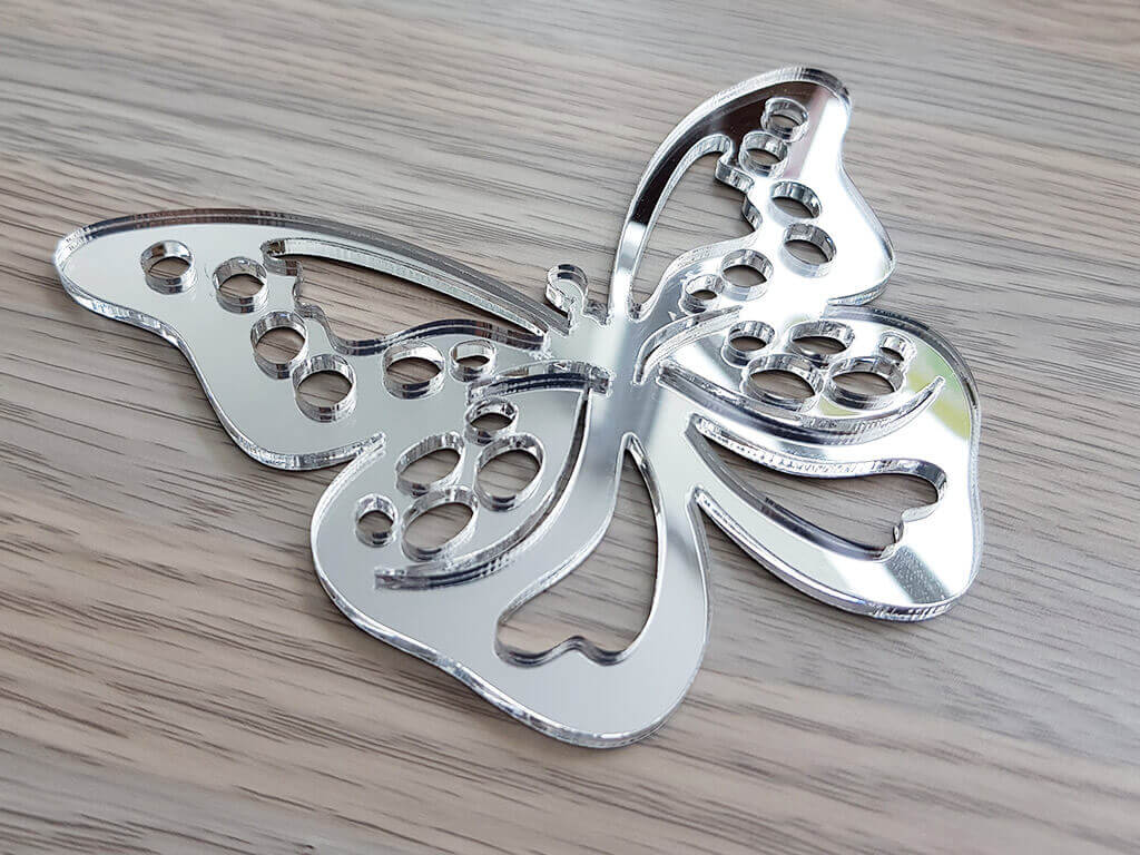 Set 8 Stickere oglindă argintie Fluture, Folina, decorațiune perete, dimensiune sticker 12x9 cm