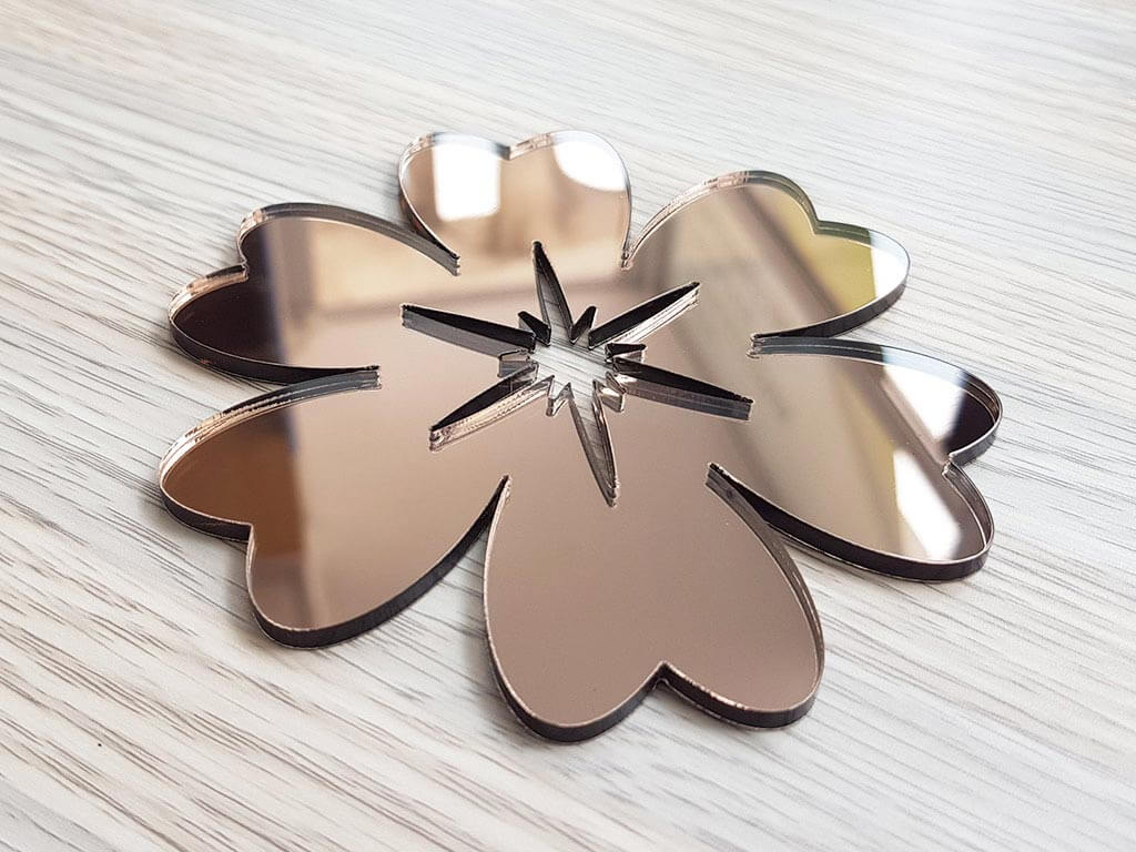 Set 3 stickere oglindă Floare, decorațiuni din oglindă acrilică bronz