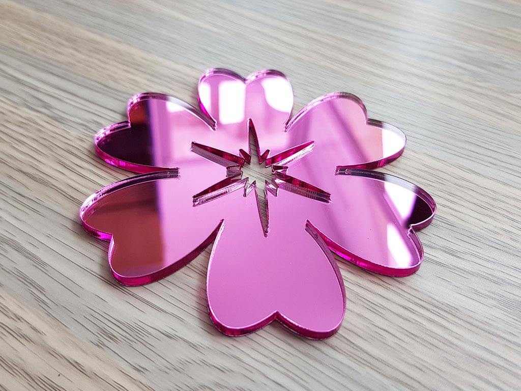 Sticker oglindă Floare, Folina, decorațiune de perete roz, dimensiune sticker 10 cm