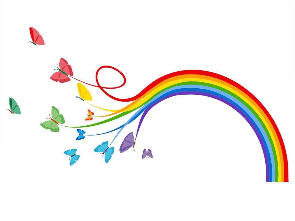 Sticker perete Fluturii curcubeu, Folina, multicolor