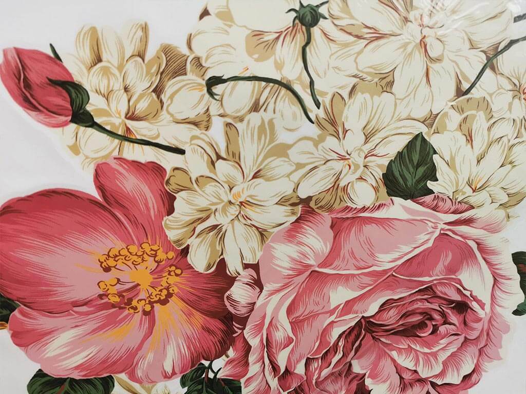 Stickere flori, Folina, decor floral bej, 75x95 cm