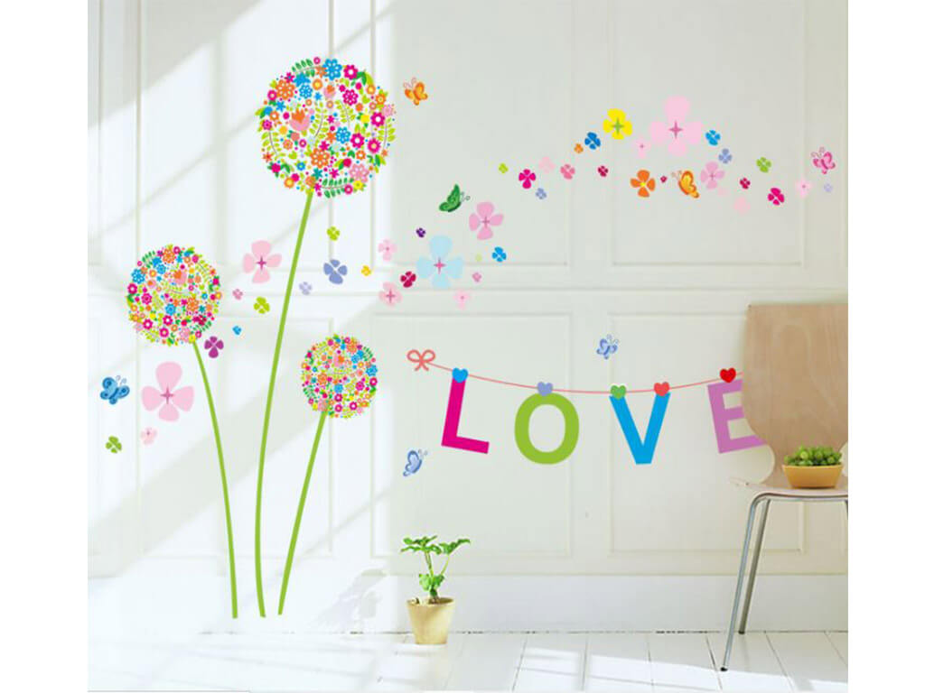 sticker-perete-folina-model-floral-multicolor-love-7930