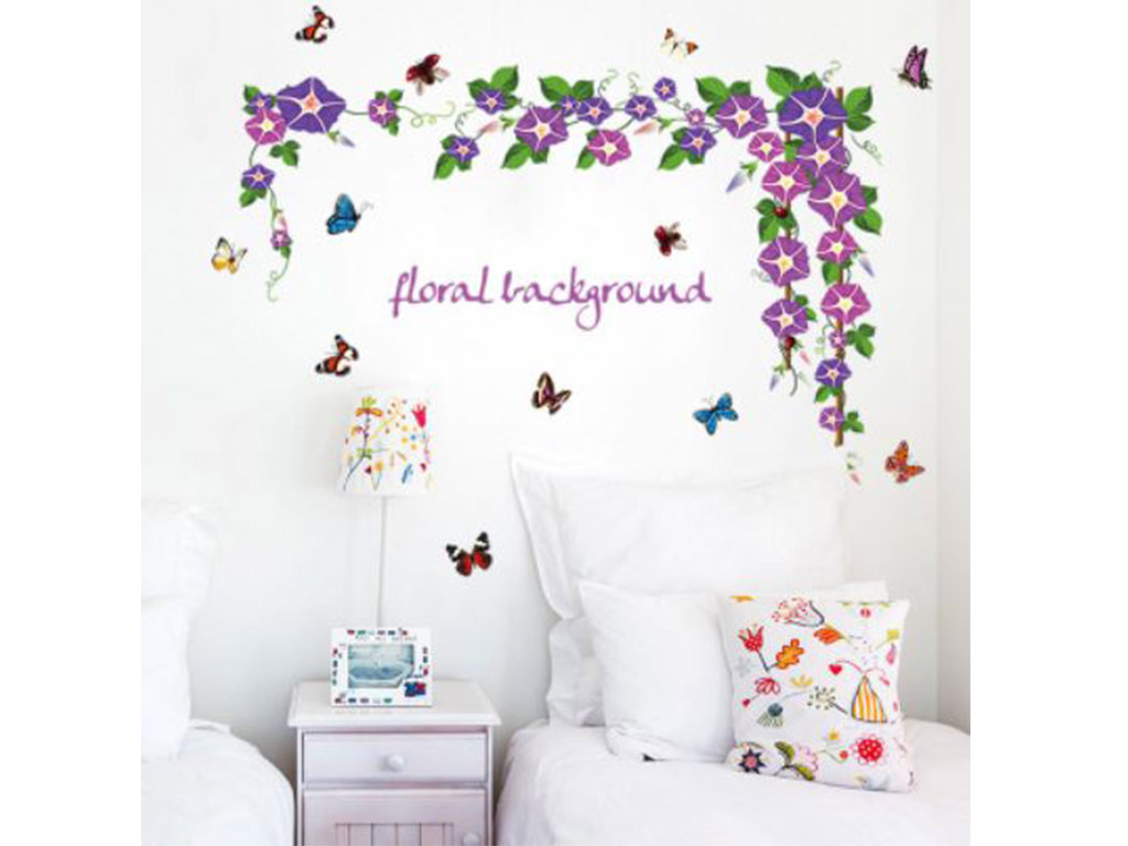 Sticker perete flori mov Zorele