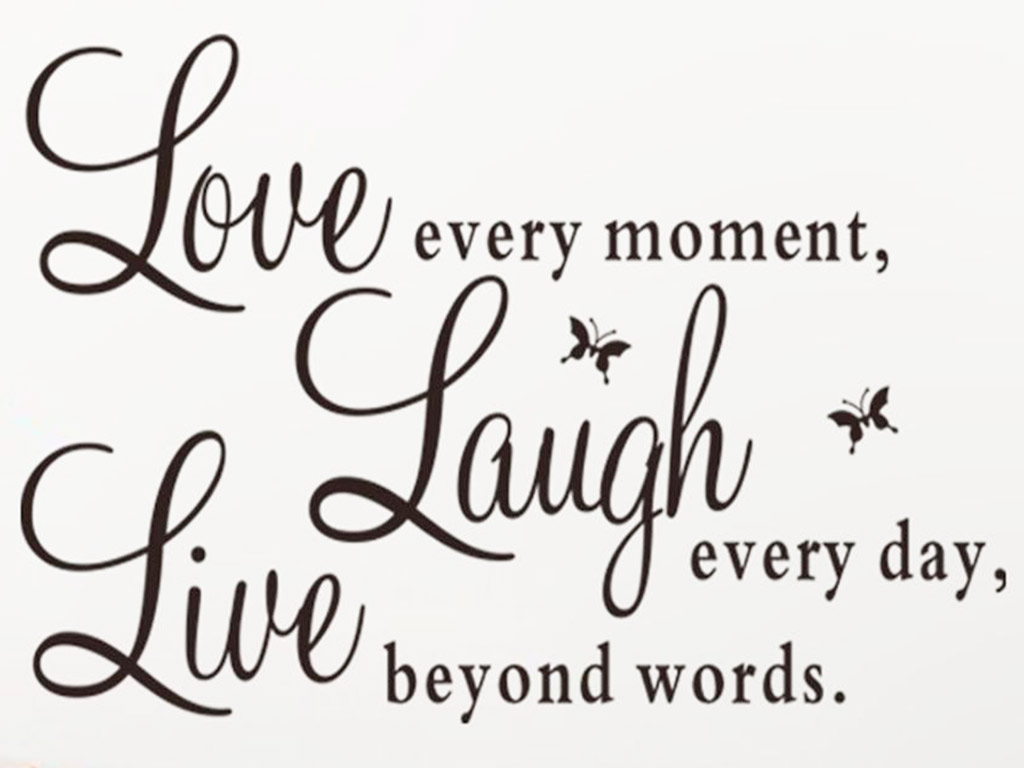 Sticker text Love-Laugh-Live, Folina, decorațiune pentru perete, dimensiune sticker 50x60 cm