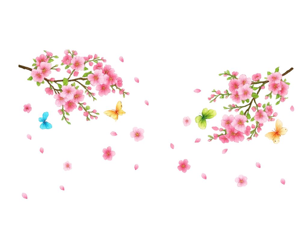 Stickere Crengi înflorite, Folina, decor cu flori roz şi fluturi