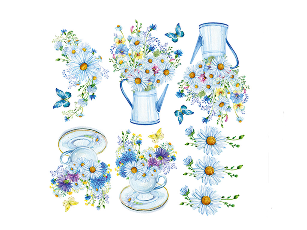 Stickere flori, Folina, decor cu margarete, planșă 100x100 cm