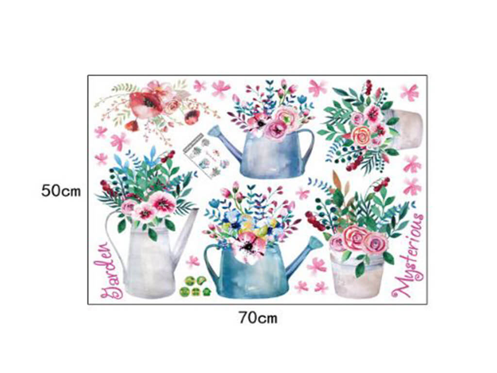 Stickere Ghivece cu flori, Folina, decor floral multicolor