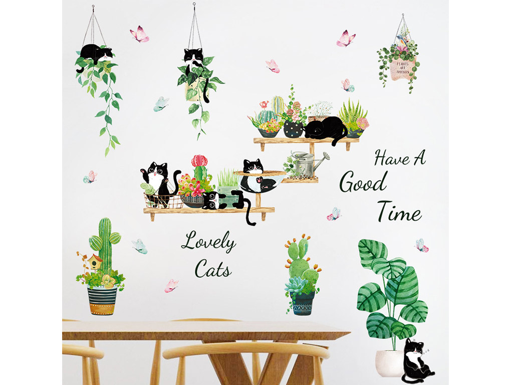 stickere-plante-si=pisici-lovely-cats-8113