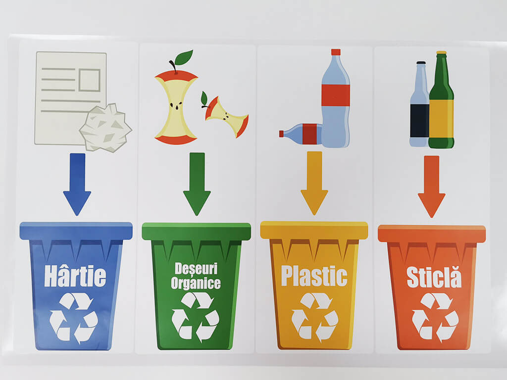 Stickere reciclare selectivă, Folina, set 4 stickere