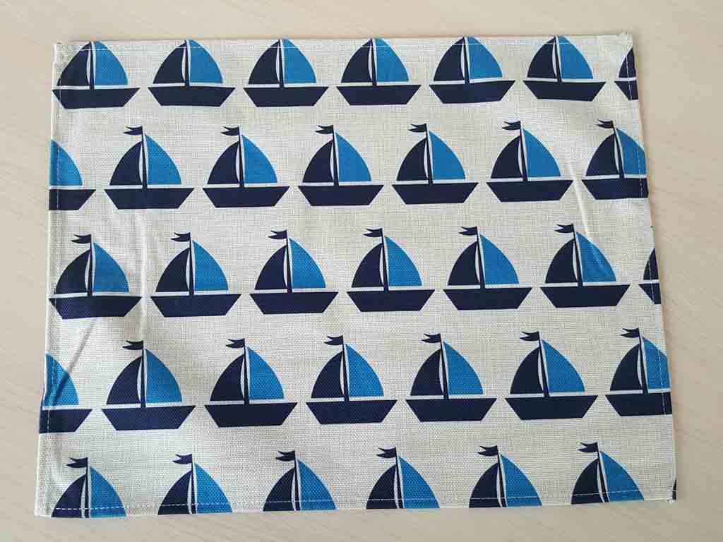 Set 6 Suport farfurie textil, Folina, imprimeu cu bărci albastre, 42 x 30 cm