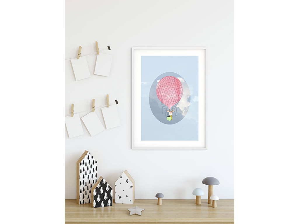 Tablou Happy Balloon Blue, Komar, pentru cameră copii, 30x40 cm