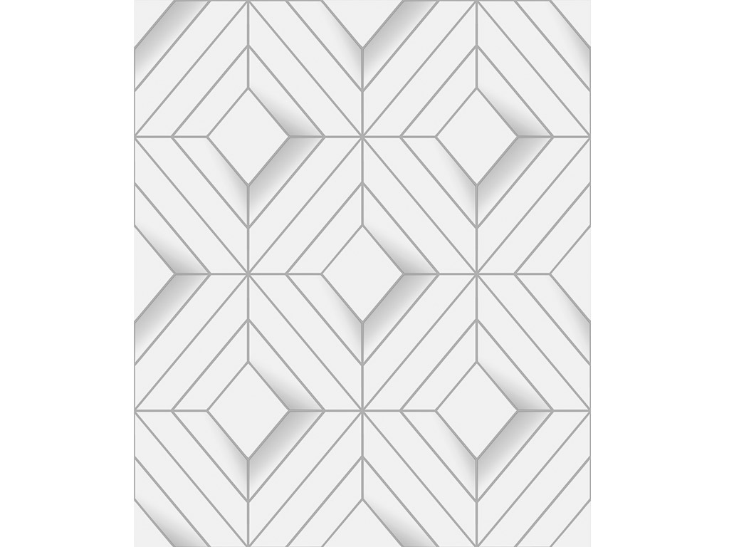 Tapet modern alb, Ugepa, model geometric cu linii argintii, Galactik L61400