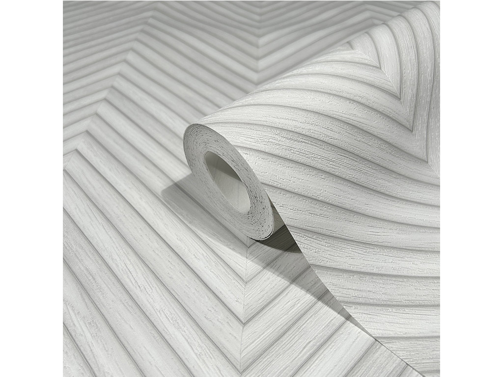 Tapet chevron textură lemn gri deschis, Marburg Travertino 33375, vlies extralavabil