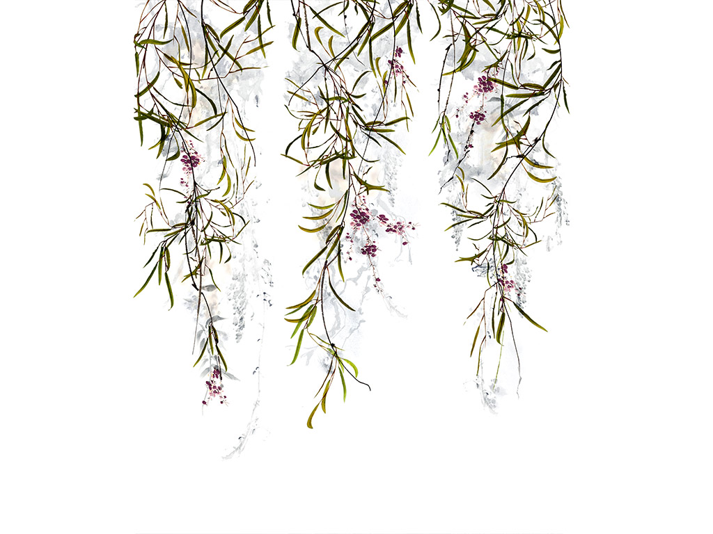 Fototapet floral, alb cu crengi, Marburg 63452, dimensiuni de 210x270 cm