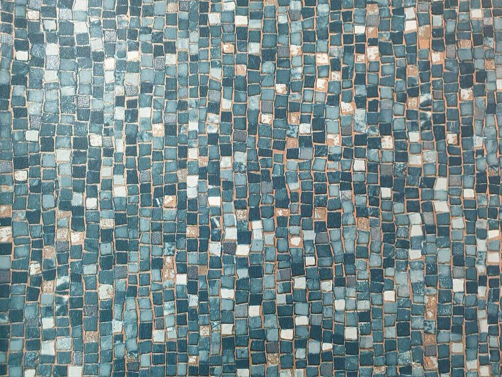 Tapet mozaic albastru verzui Reflets L78401