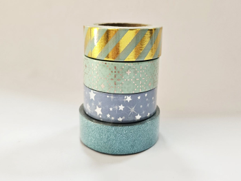 Set 4 role washi tape Dream, benzi adezive decorative turcoaz